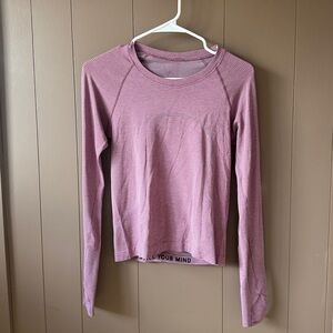 lululemon athletica Mauve-Pink Long Sleeve Striped Swiftly Top